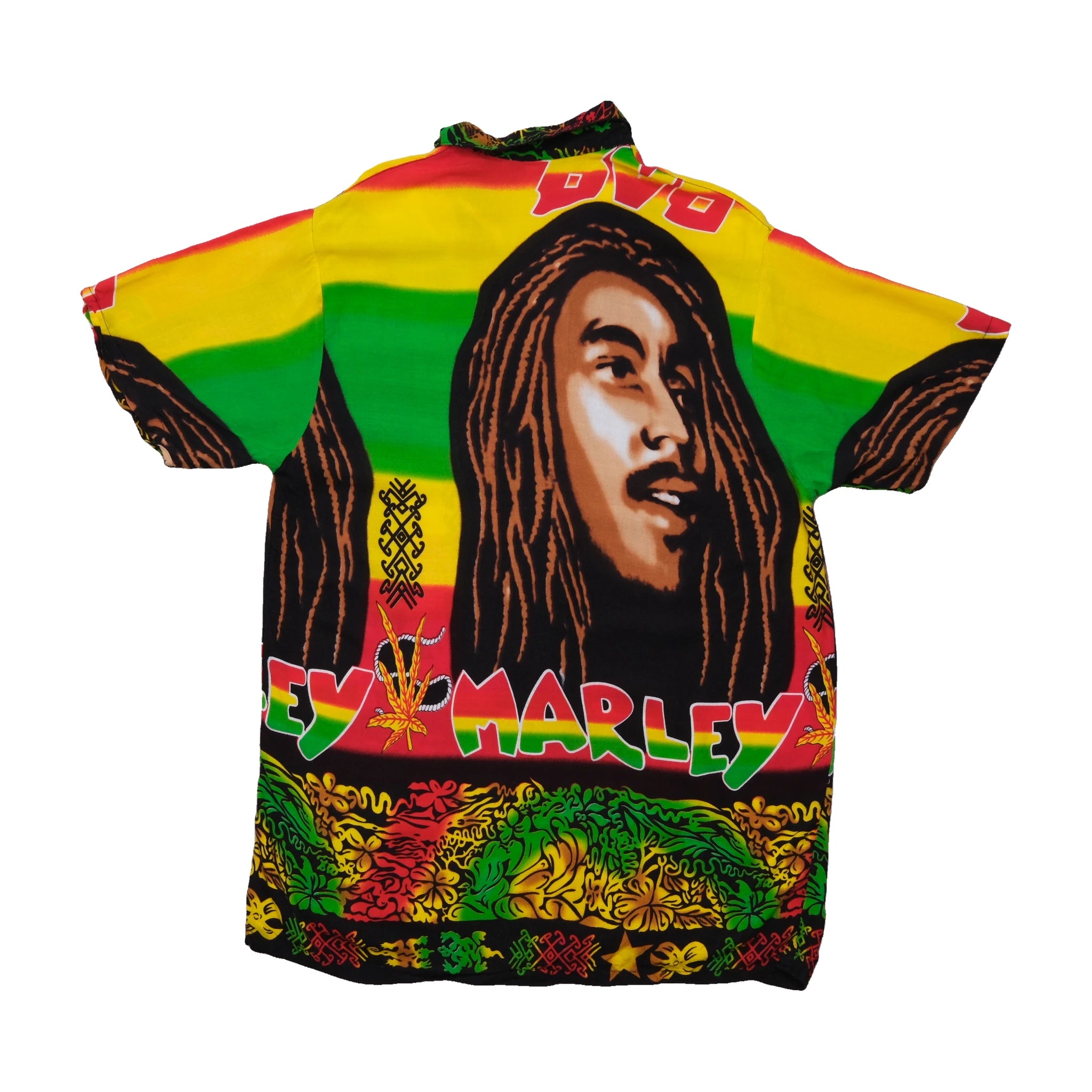 Vintage Bob Marley Reggae Allover Print Short Sleeve Shirt