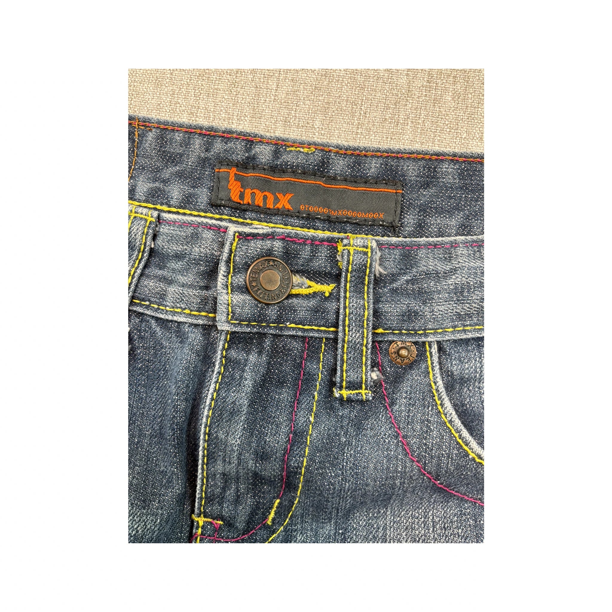 TMX 201 Faded Denim Mini Skirt with Contrast Stitching