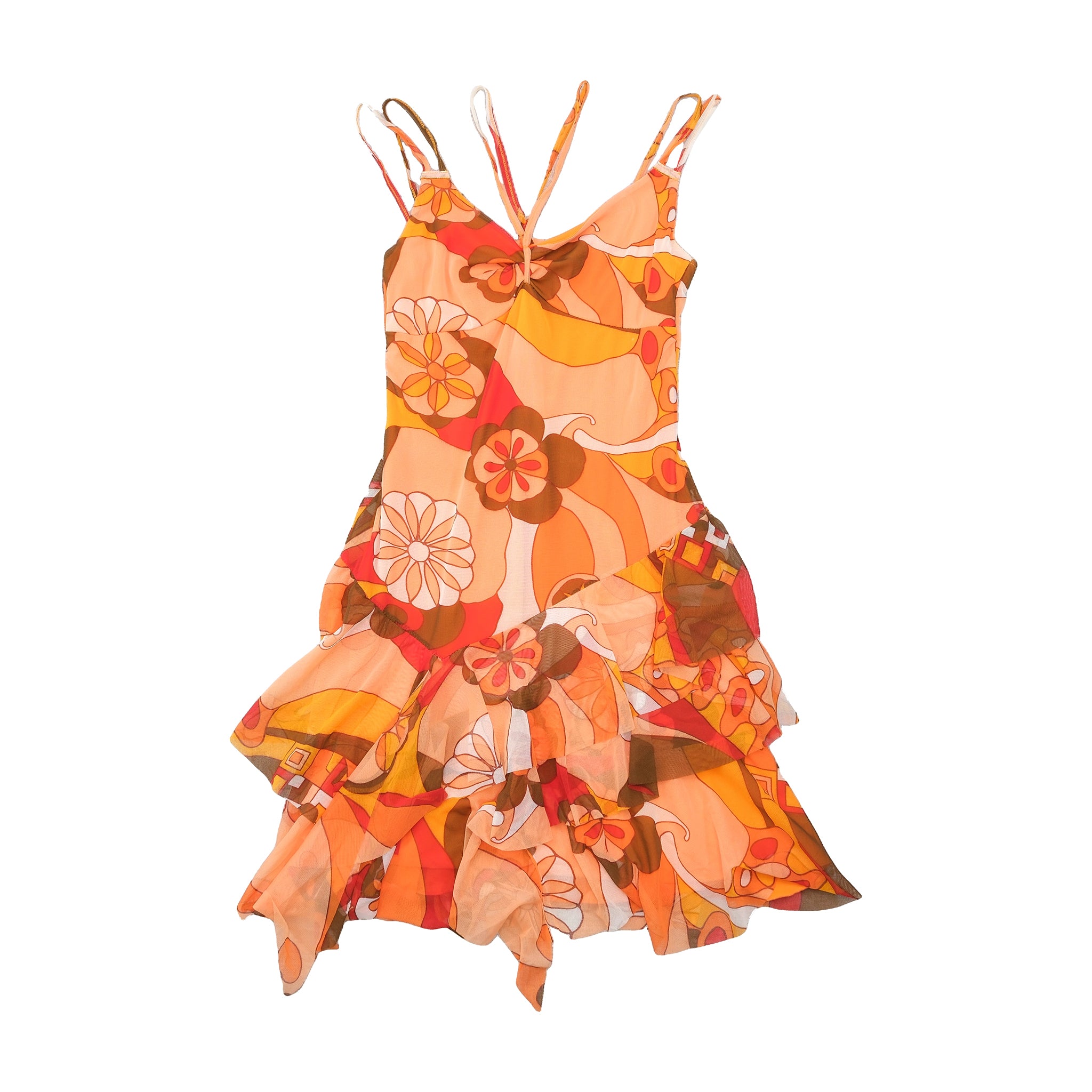 Vestido Lingerie Valtusi floral com Bainha Lenço