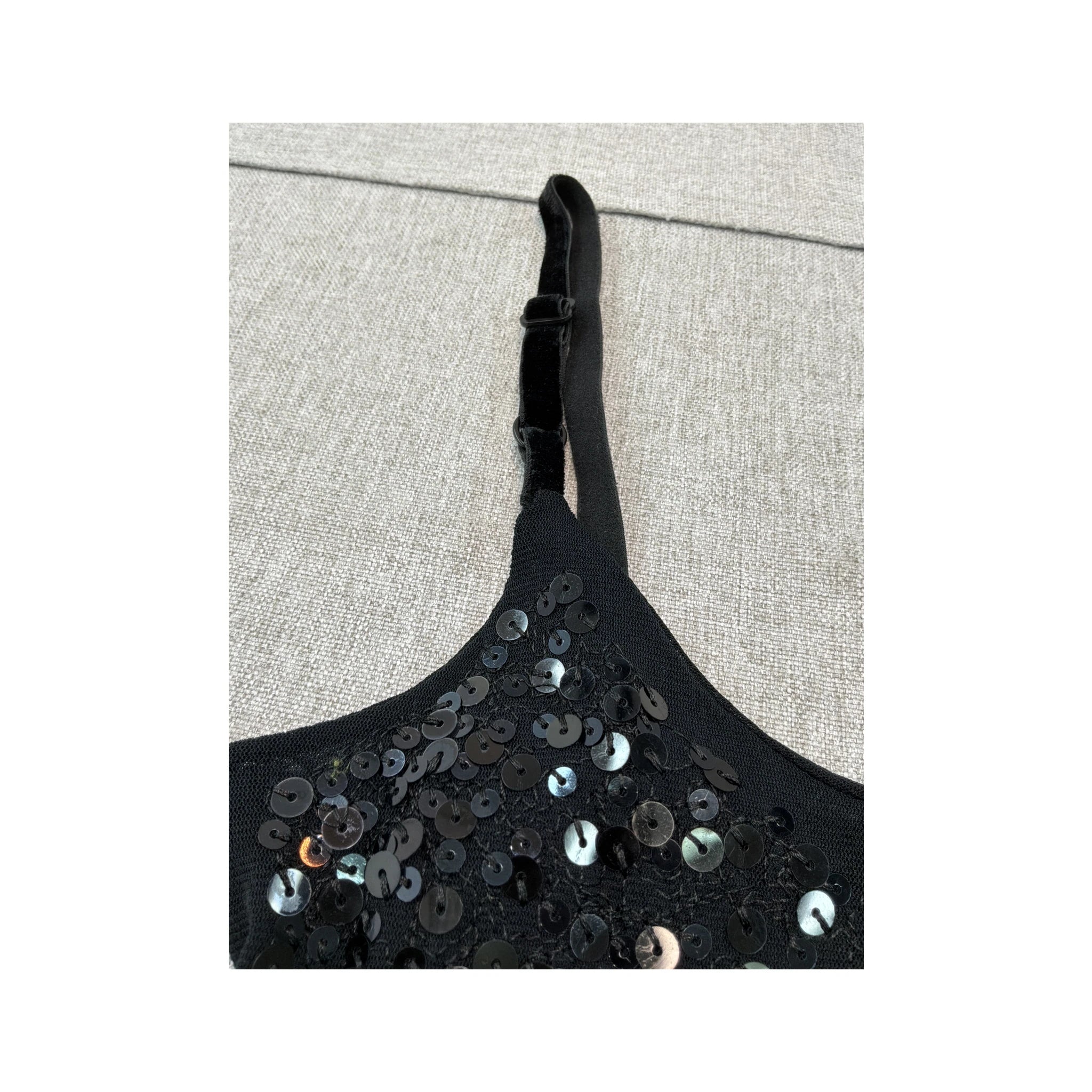 Y2K Black Sequin Cami Tank Top