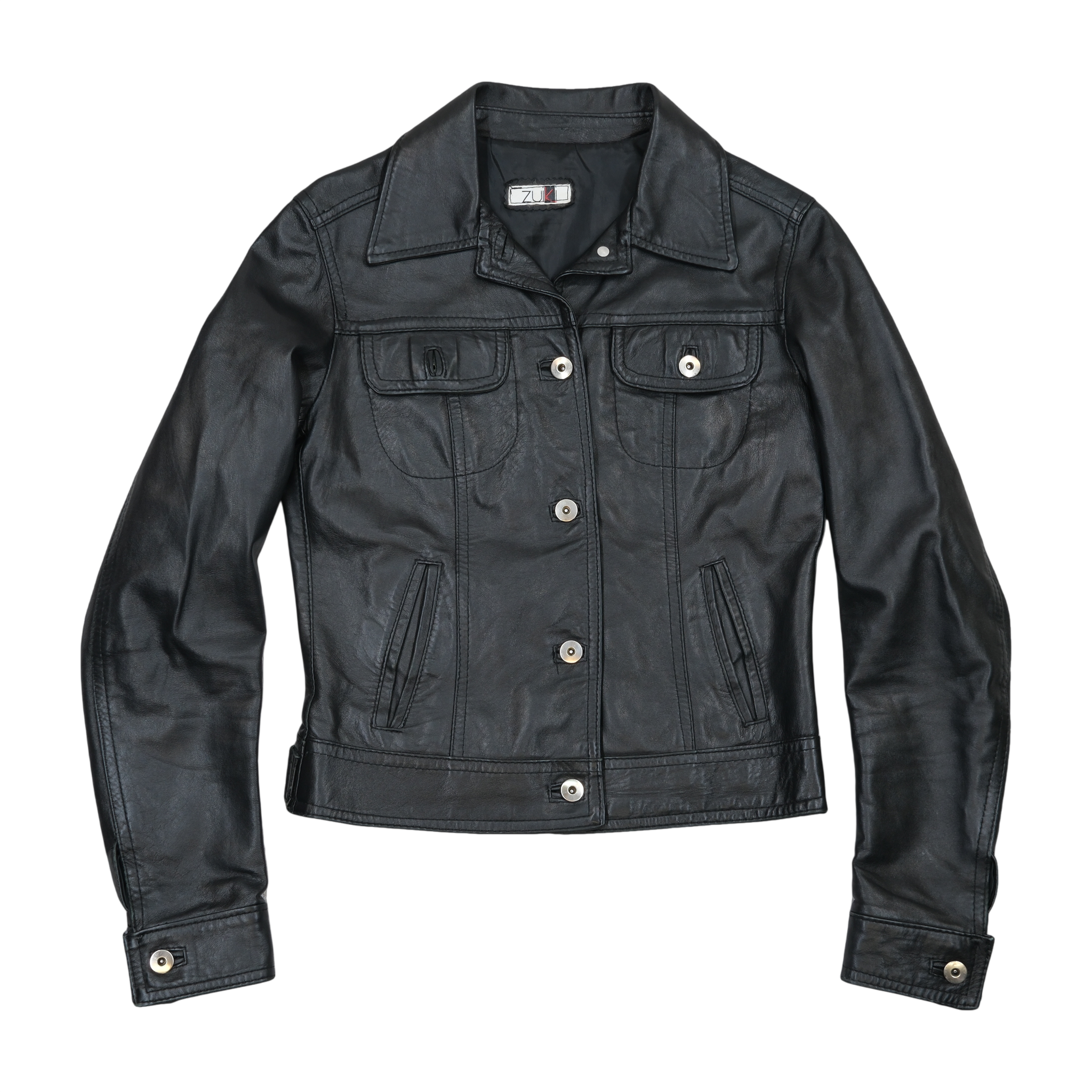 Zuki Black Genuine Leather Trucker Jacket (Made in Italy)