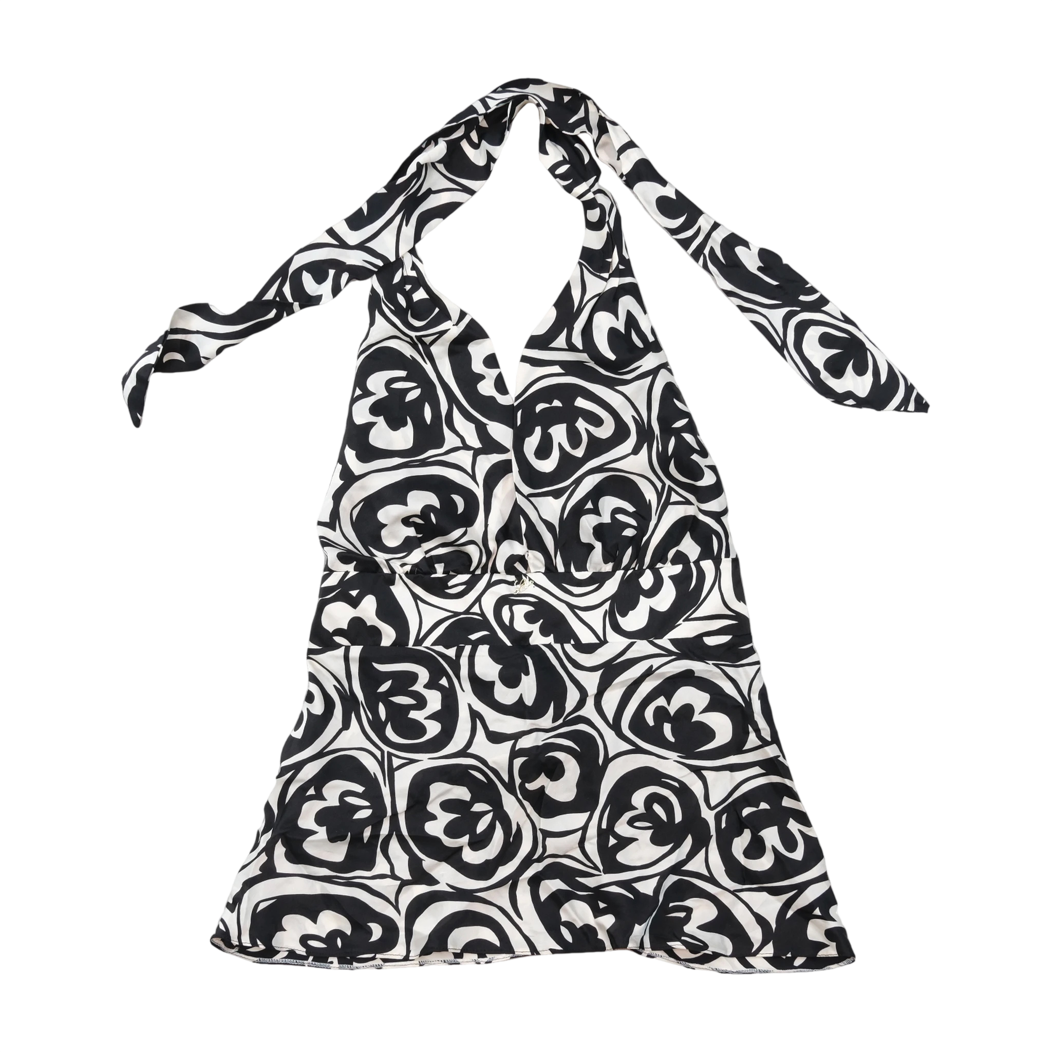List Boutique Black & White Printed Halter Blouse