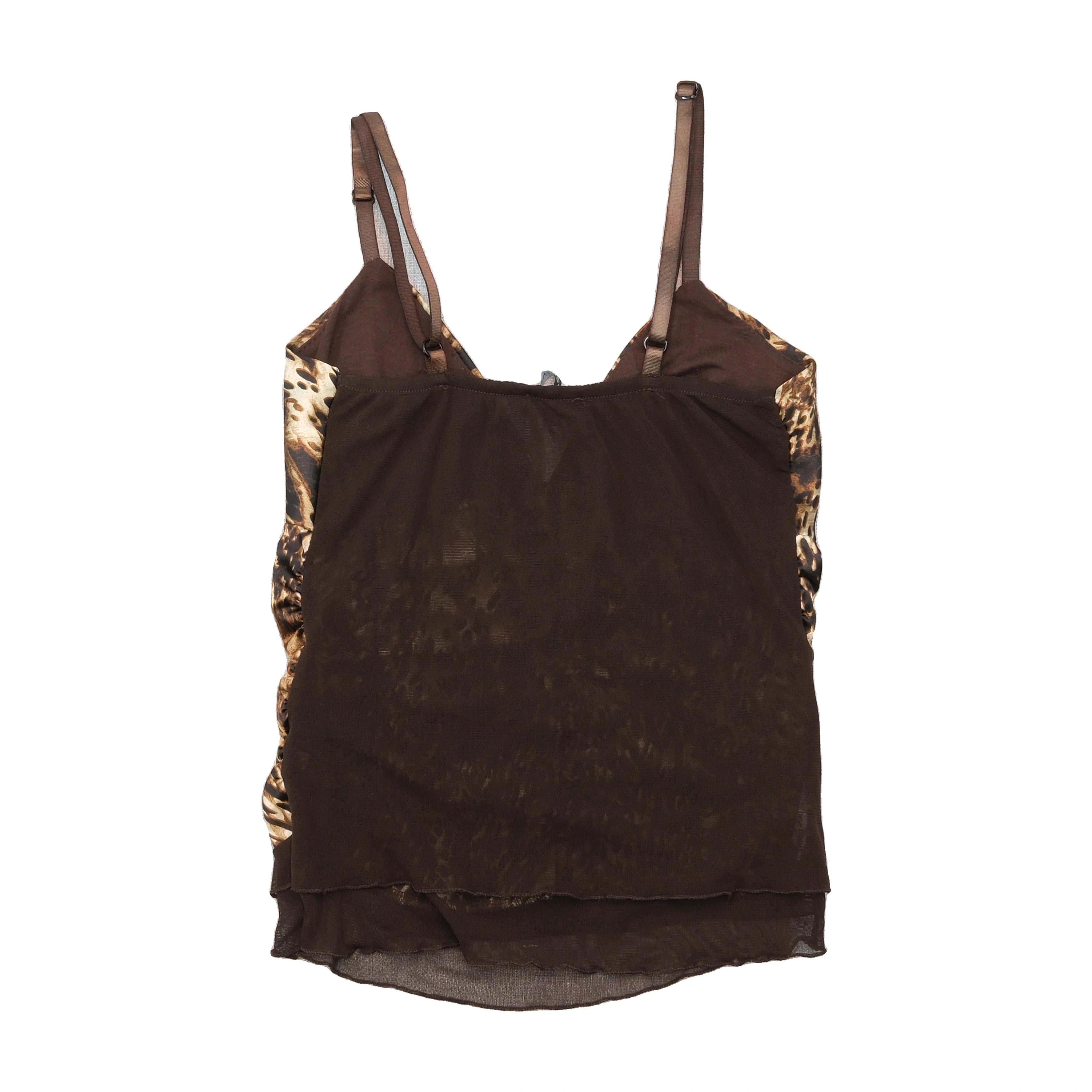 Blasting Animal Print Ruched Mesh Tank Top