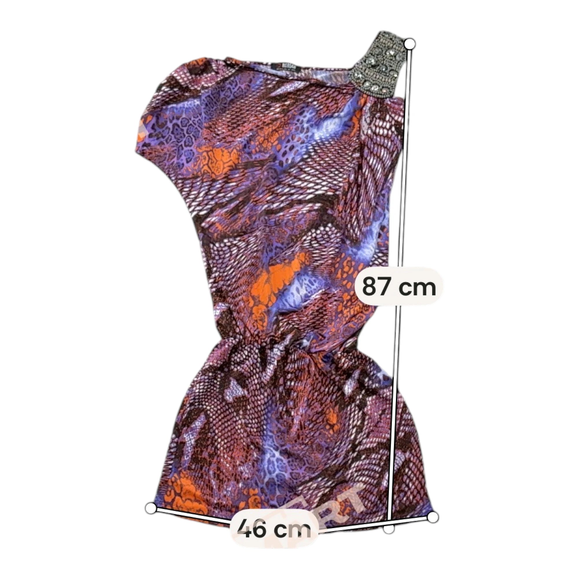 Morgan de Toi One-Shoulder Beaded Strap Animal Print Dress