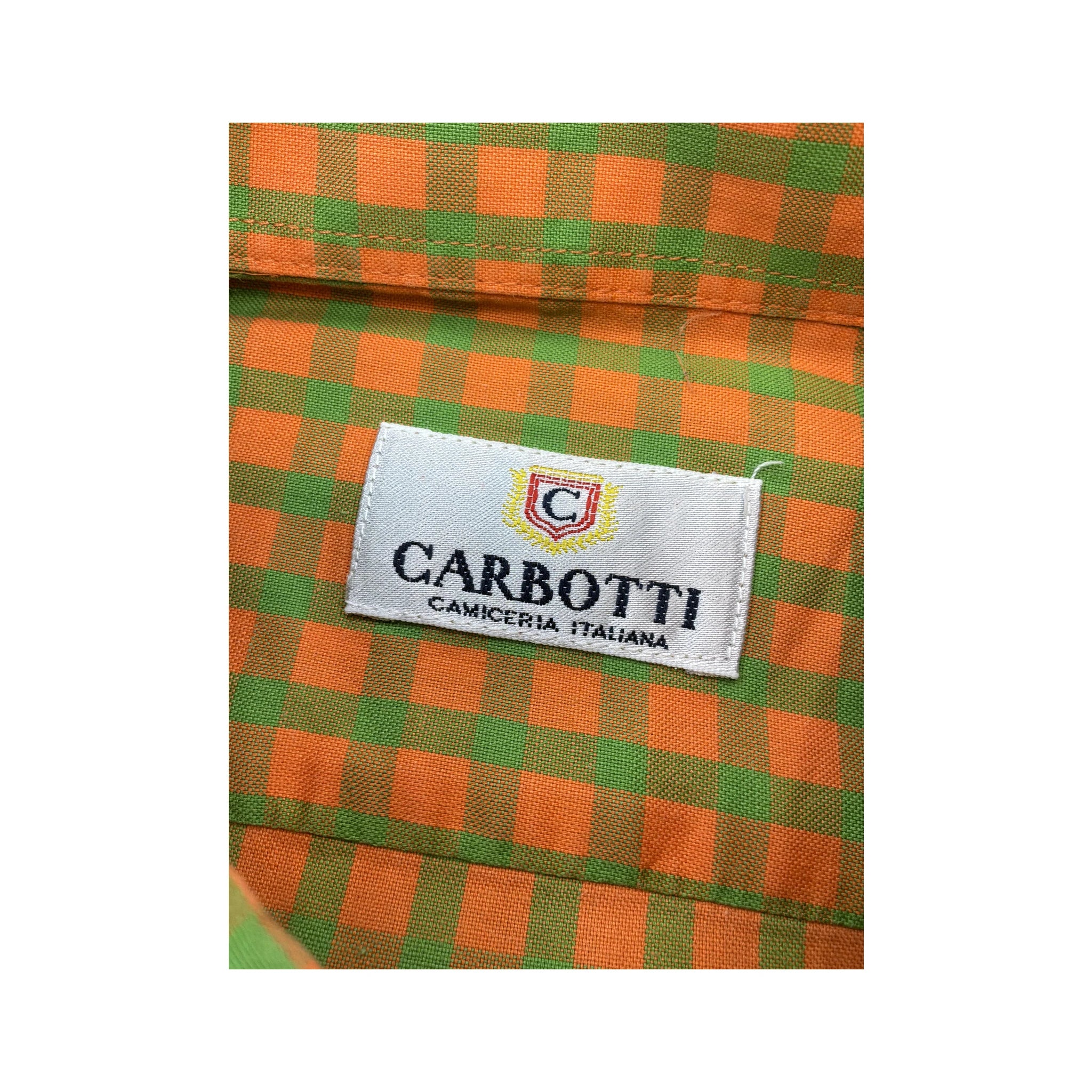 Camisa Carbotti aos Quadrados laranja e verde com Botões