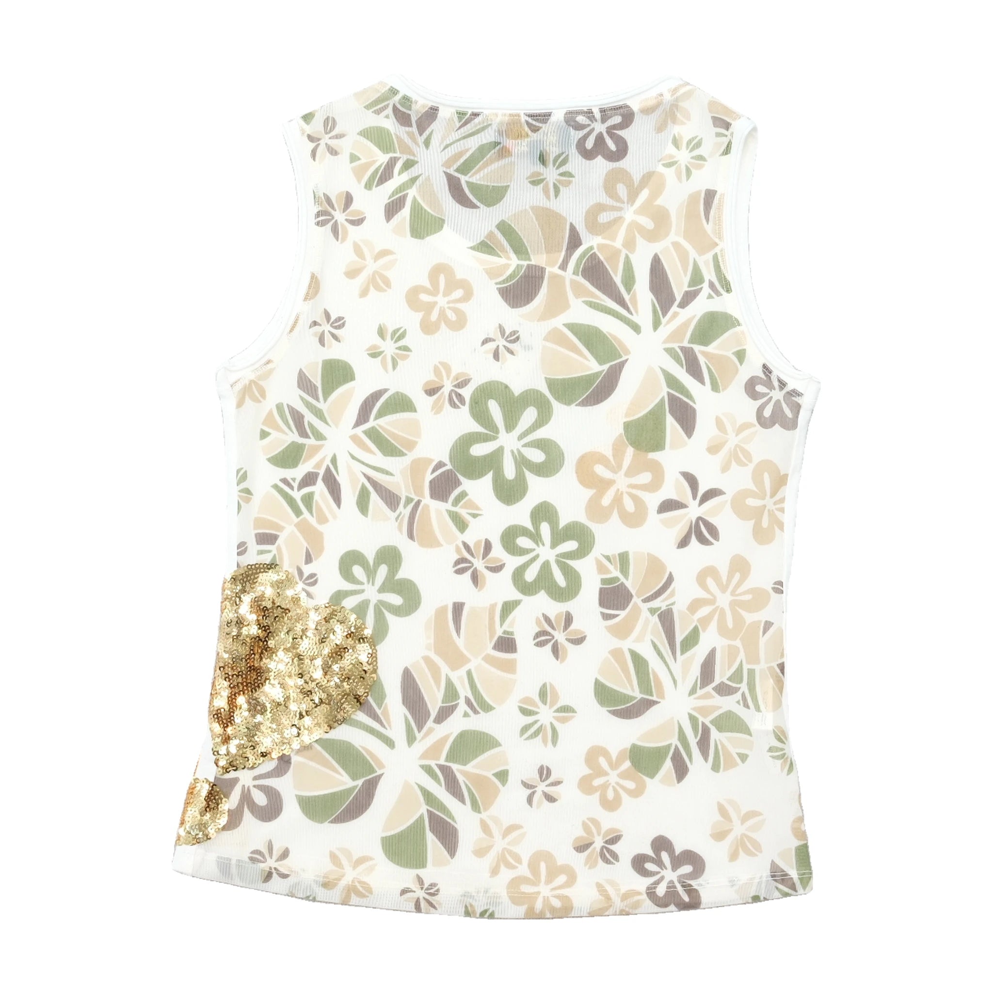Camisa Monella Vagabonda sem mangas com Lantejoulas e estampado floral SNOB nas Costas