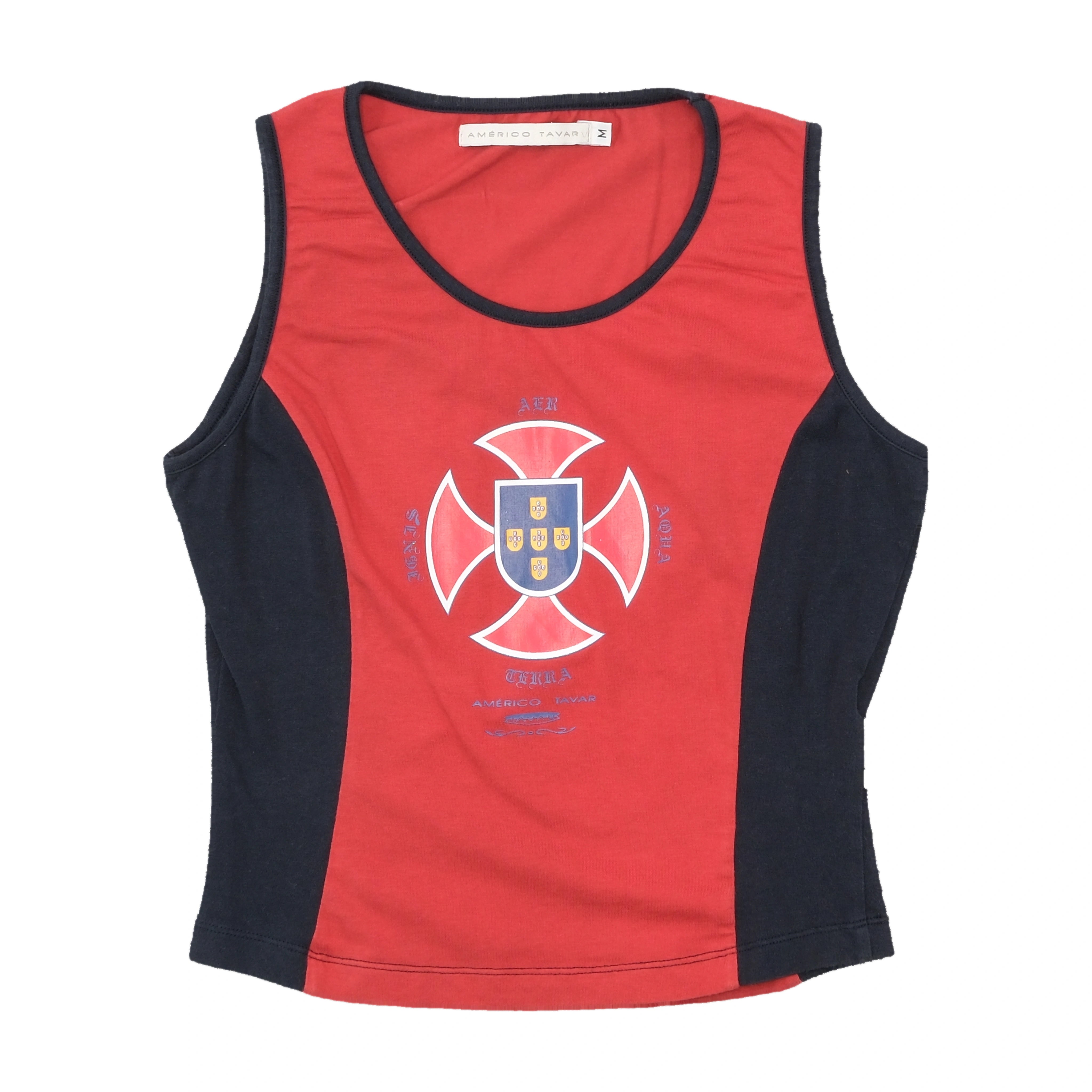 Americo Tavar Graphic Print Contrast Trim Baseball Tank T-shirt