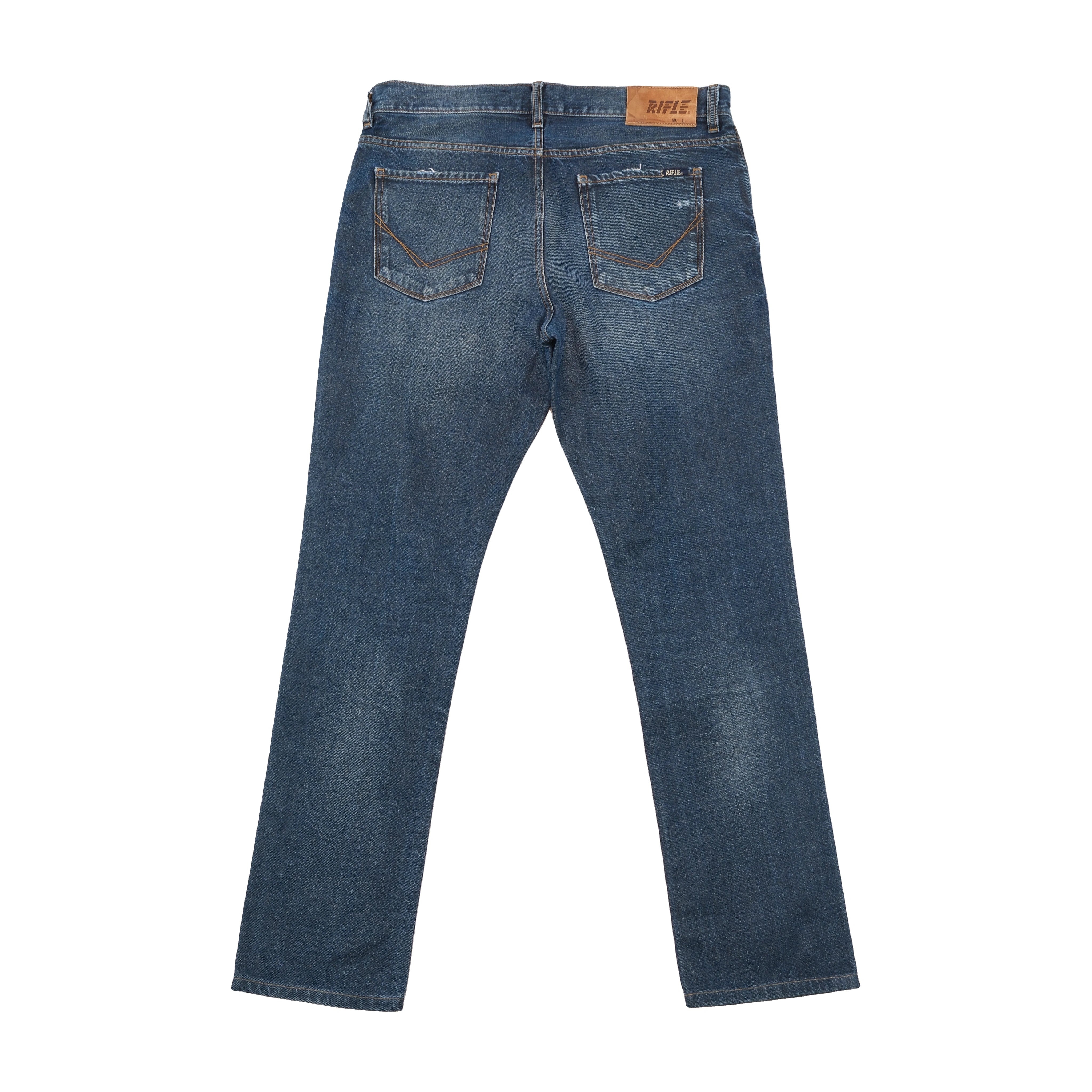 Rifle Faded Blue Cotton Straight Leg Jeans