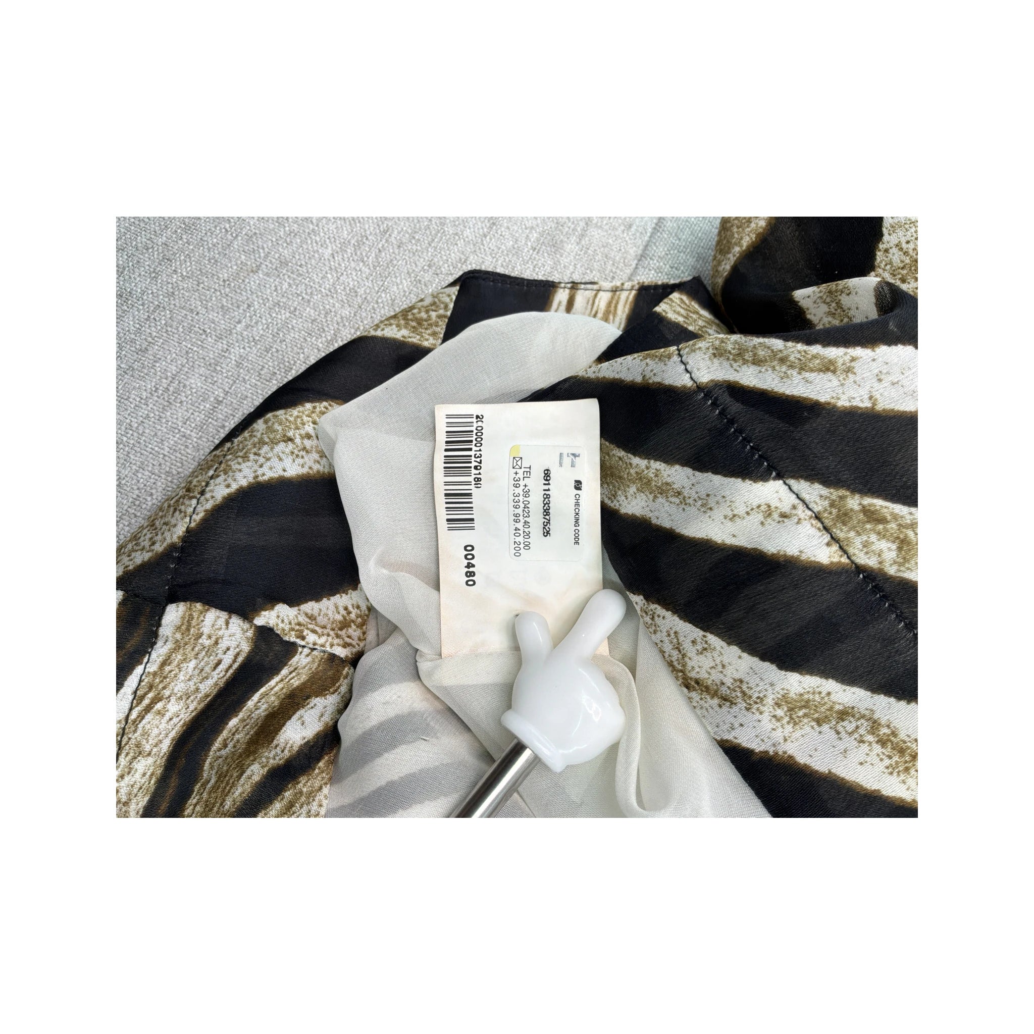 Just Cavalli Zebra Print Silk One Shoulder Blouse