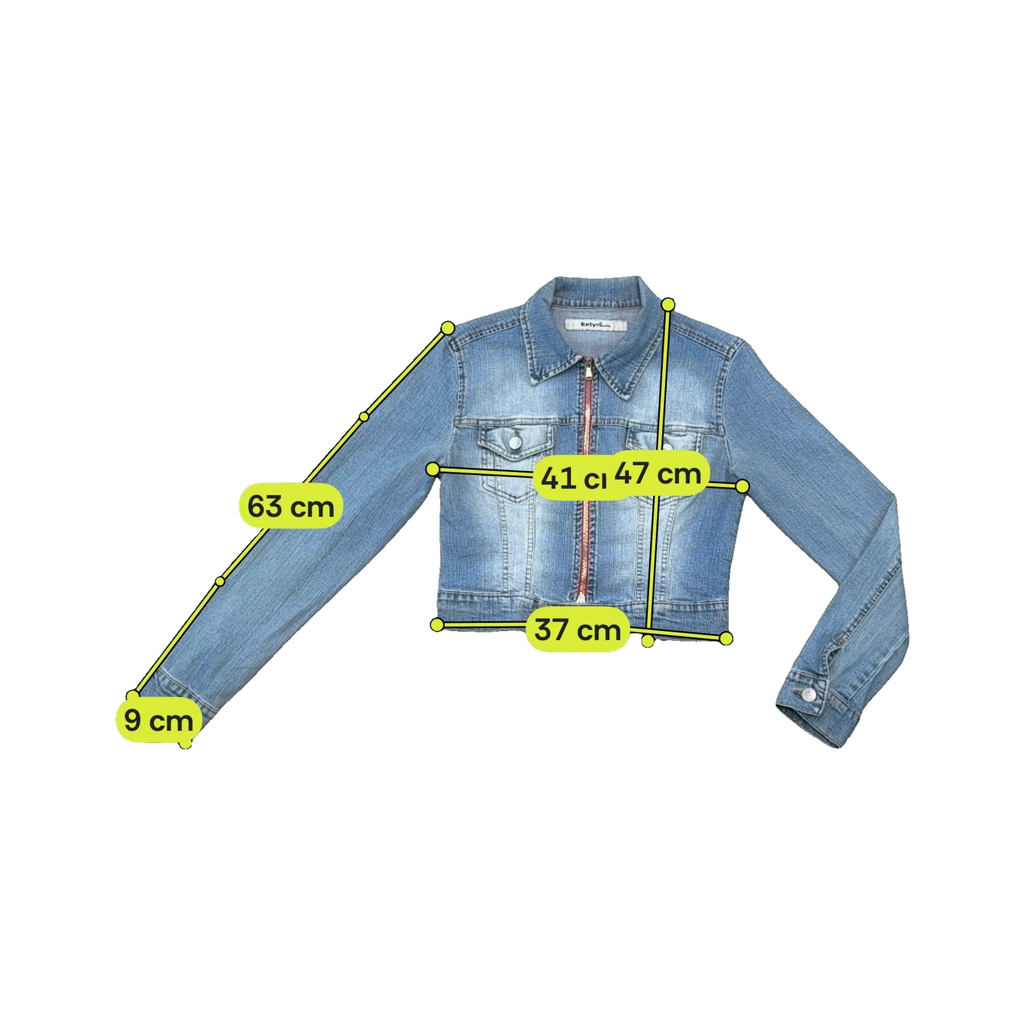 Extyn Cropped Faded Denim Zip Jacket