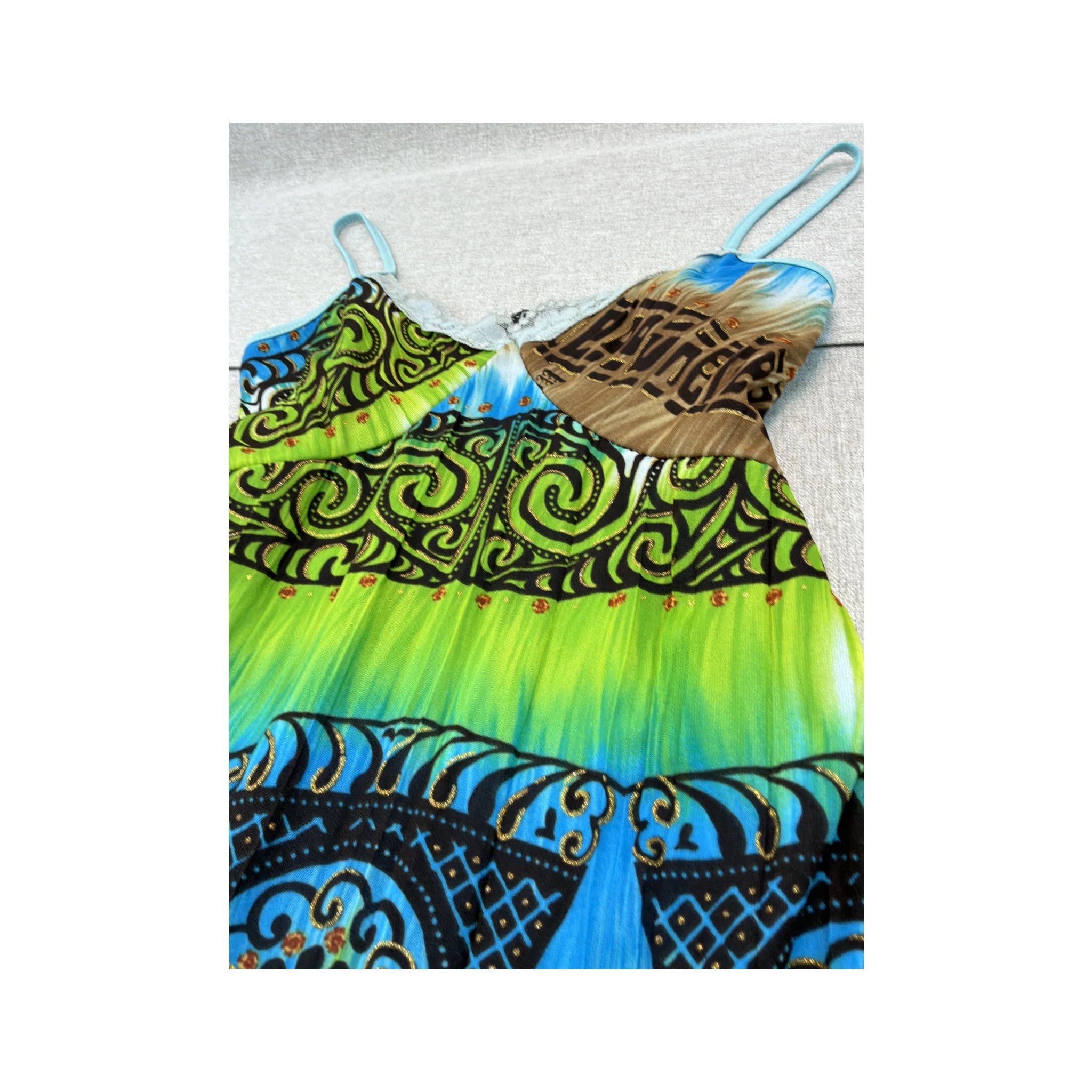 Luc-Ce Paris Asymmetric Handkerchief Hem Printed Slip Dress