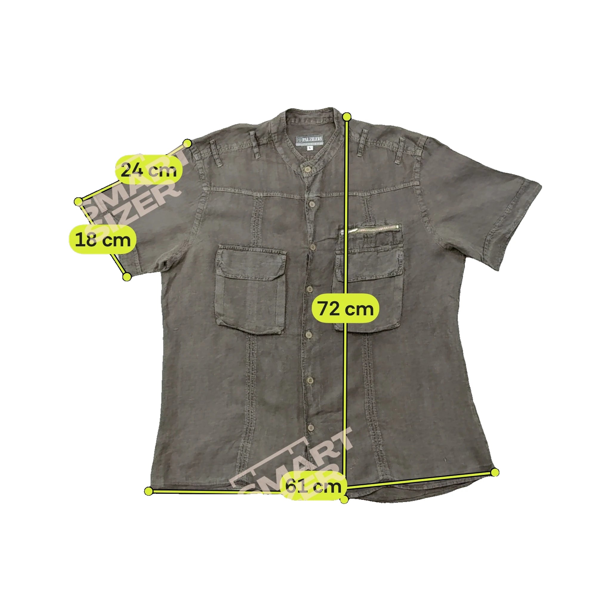 Pal Zileri Gray Band Collar Utility Shirt