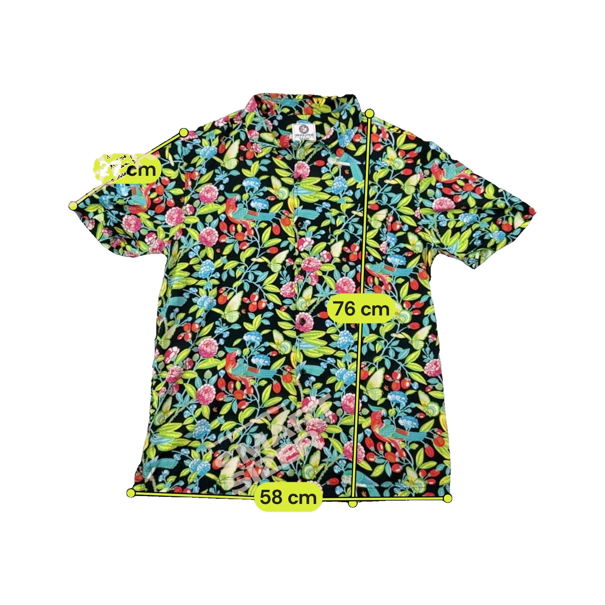 Resolution Tropical Bird Floral Print Button Up Shirt
