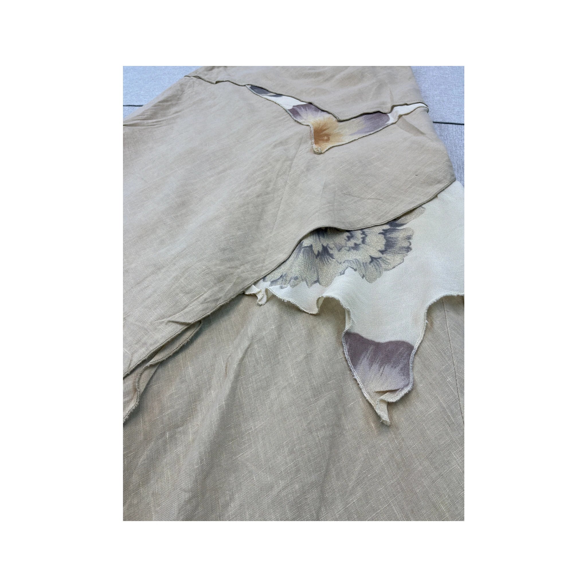 Italian Floral Handkerchief Hem Linen Viscose Skirt