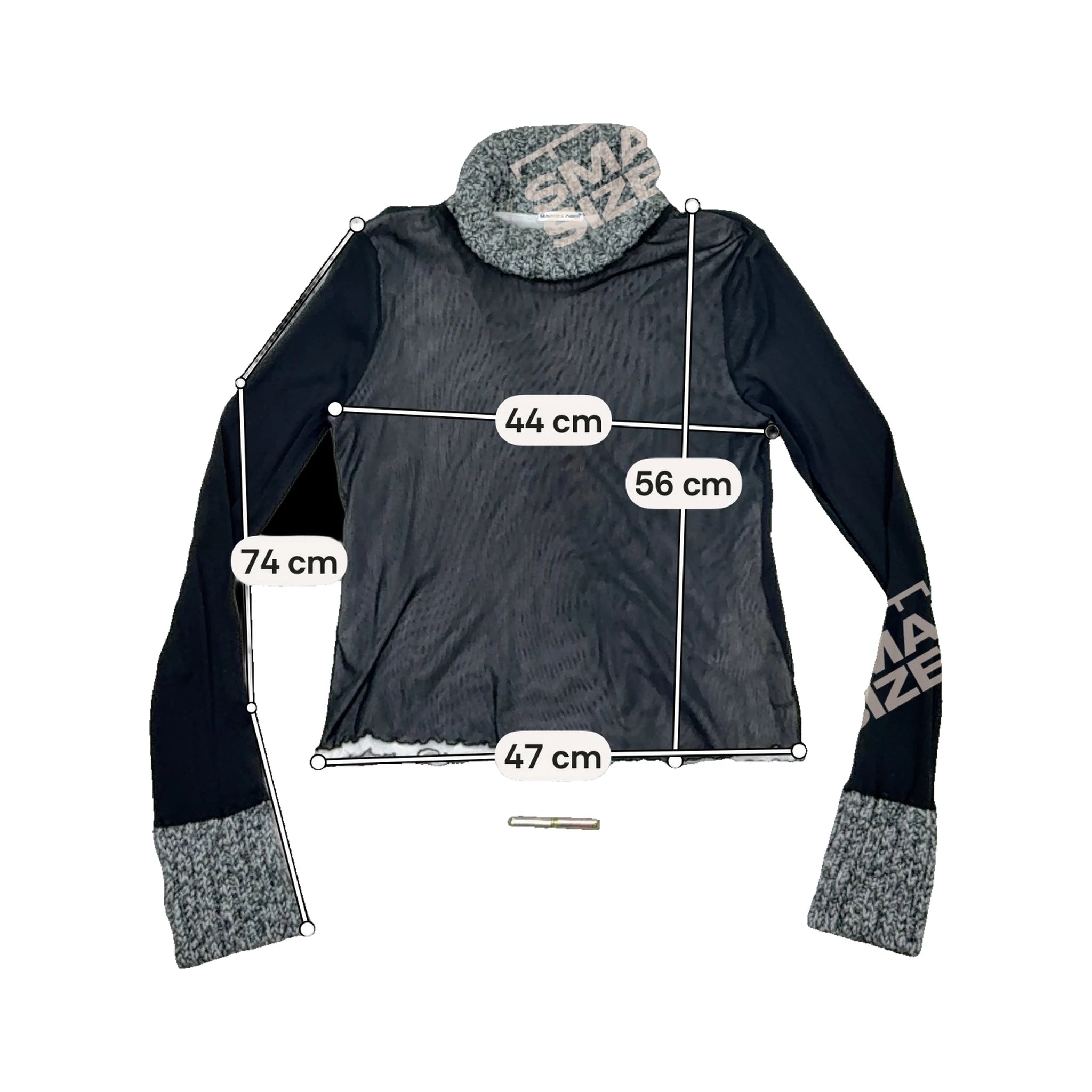 Top Maurice Abot Transparente preto em Rede com gola alta e gola e Punhos de malha