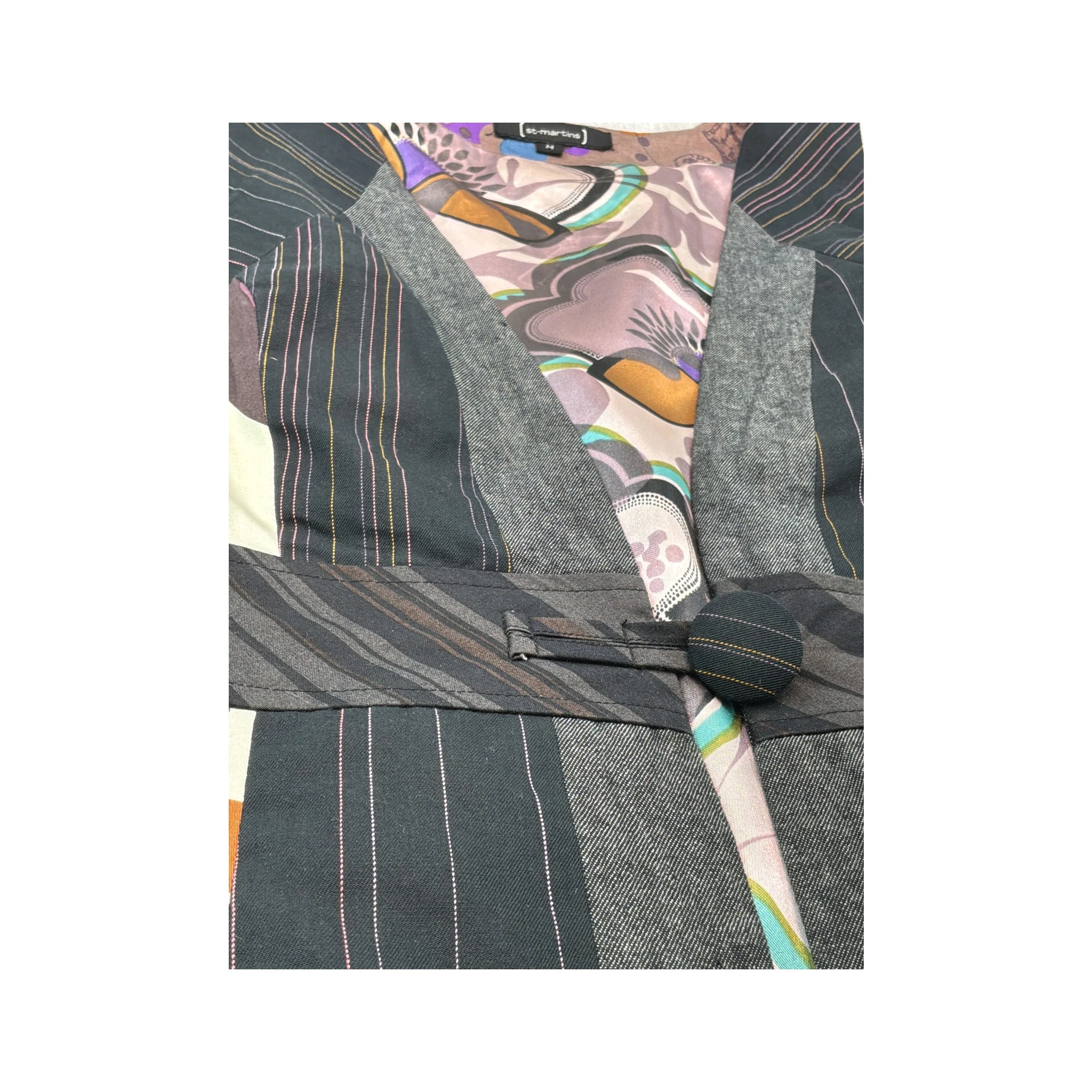St-Martins Patchwork Belted Sleeveless Blouse (repriced)