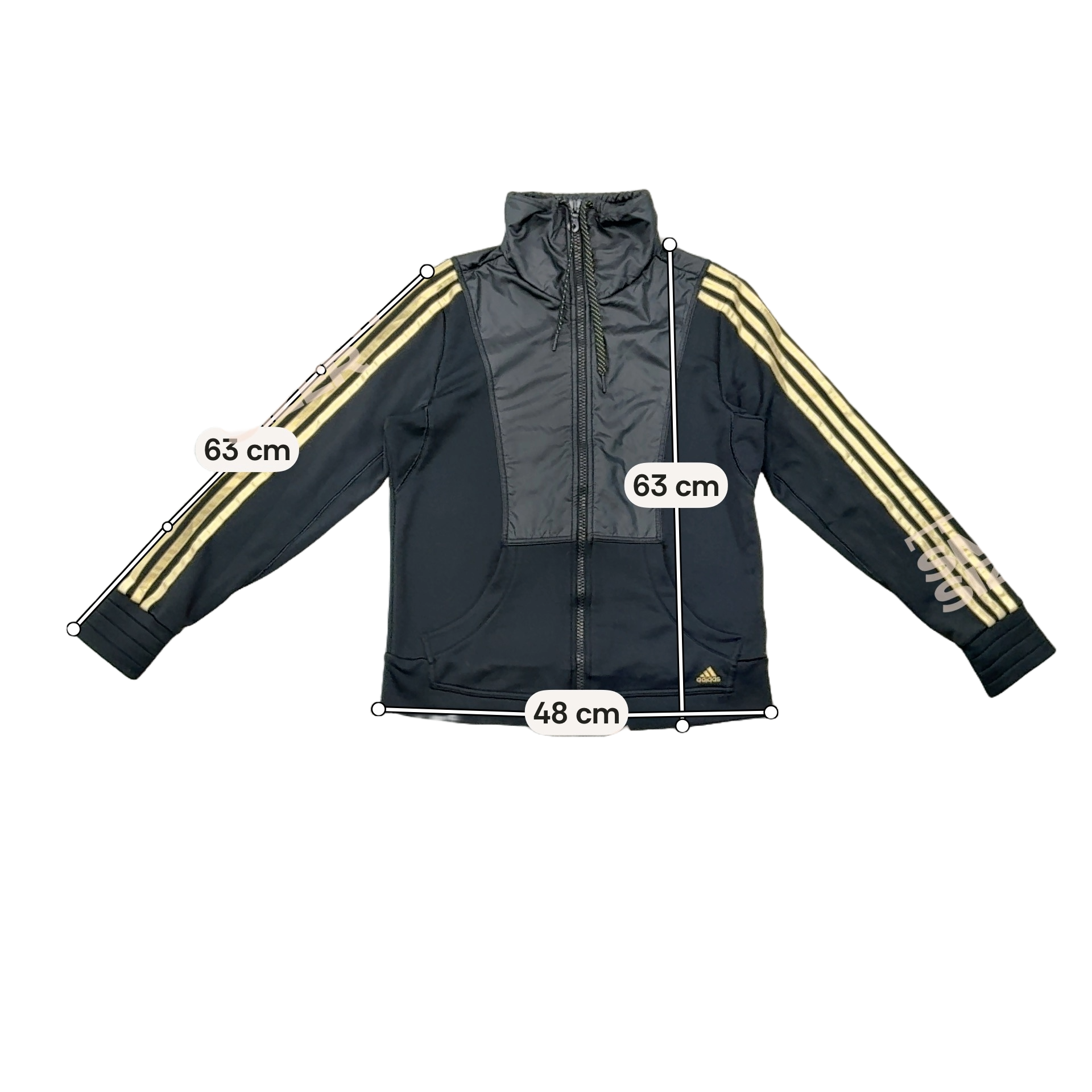 Adidas ClimaLite Black & Gold 3-Stripe Full-Zip Jacket