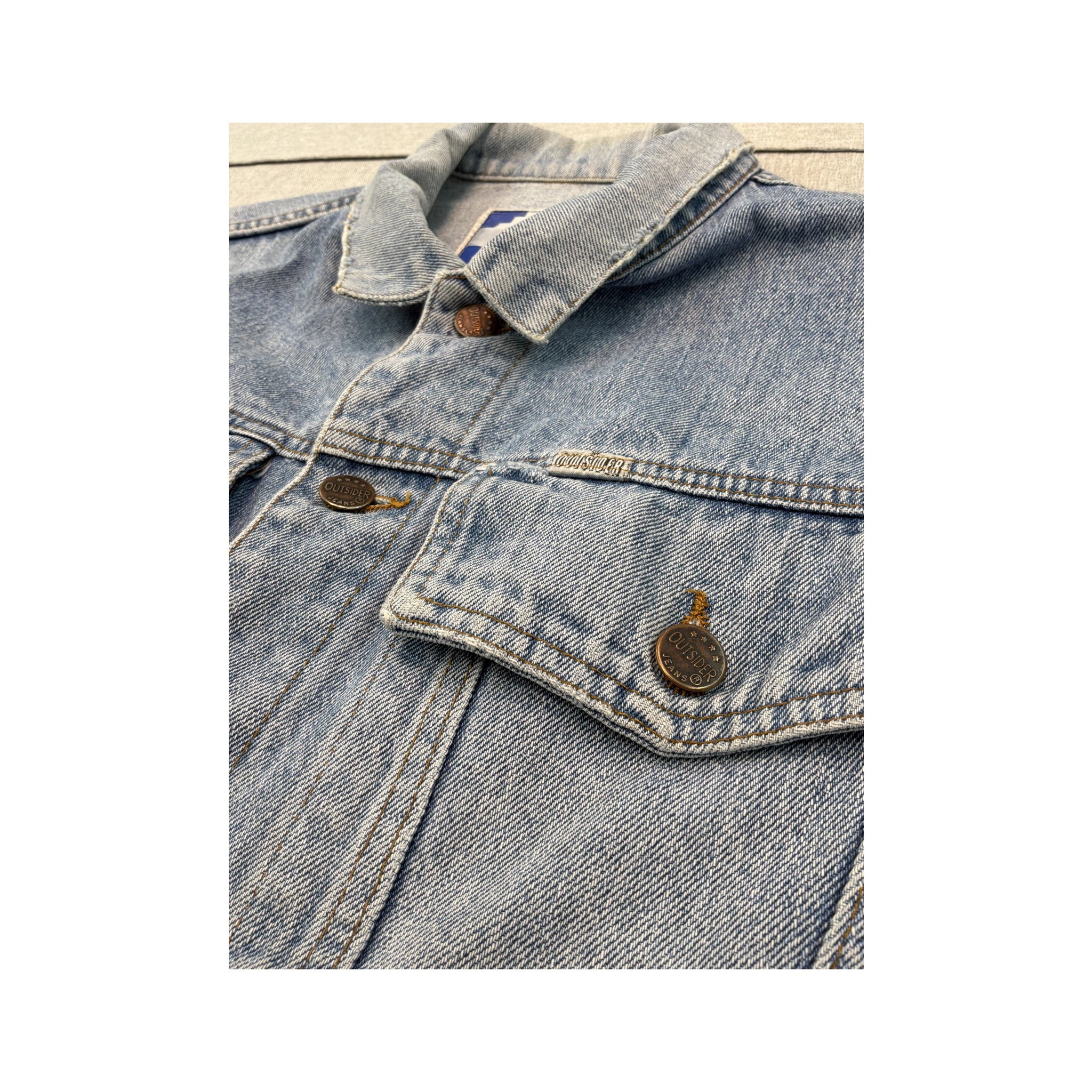 Outsider Italia Vintage Light Wash Cotton Denim Trucker Jacket