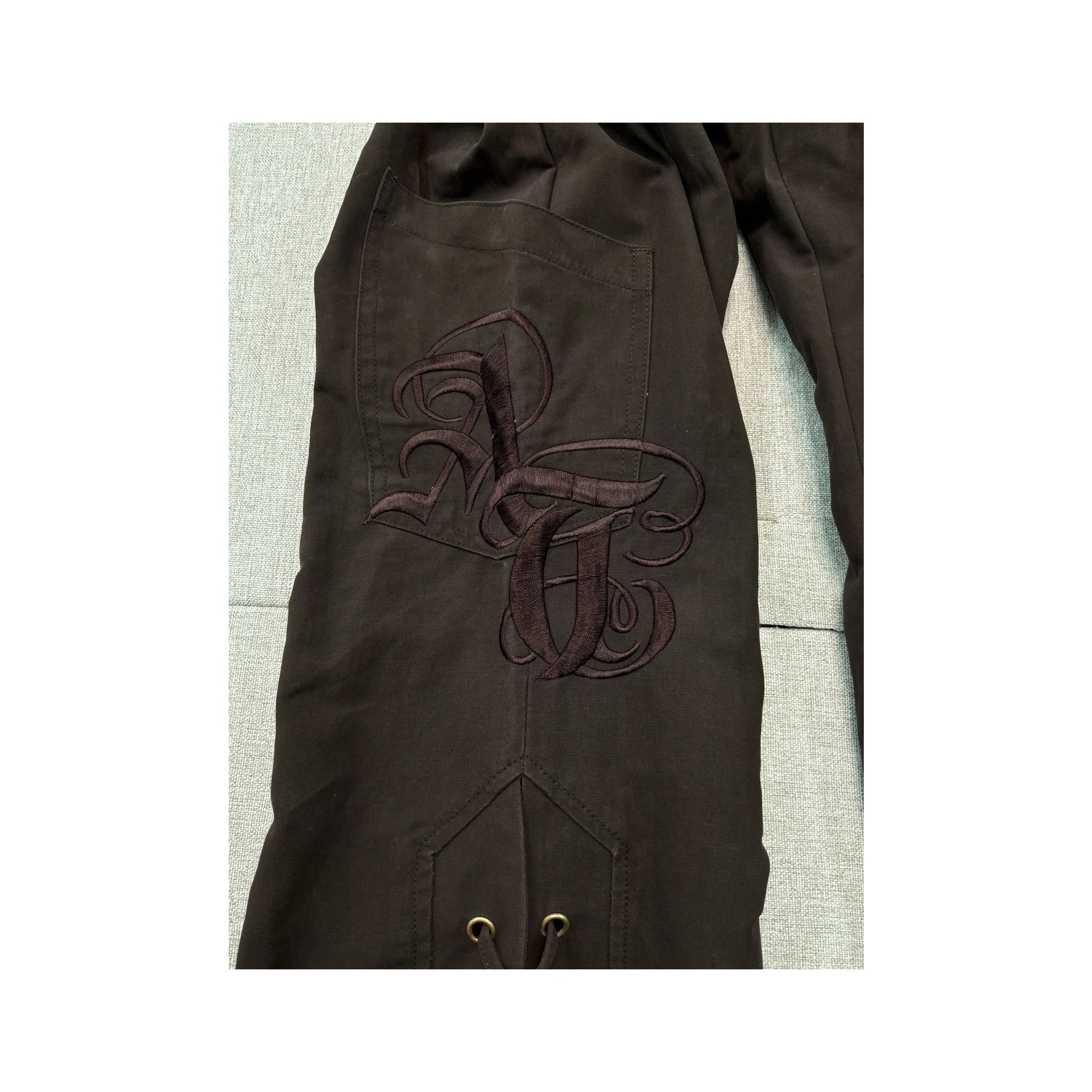 Americo Tavar Embroidered Lace-Up Cotton Pants