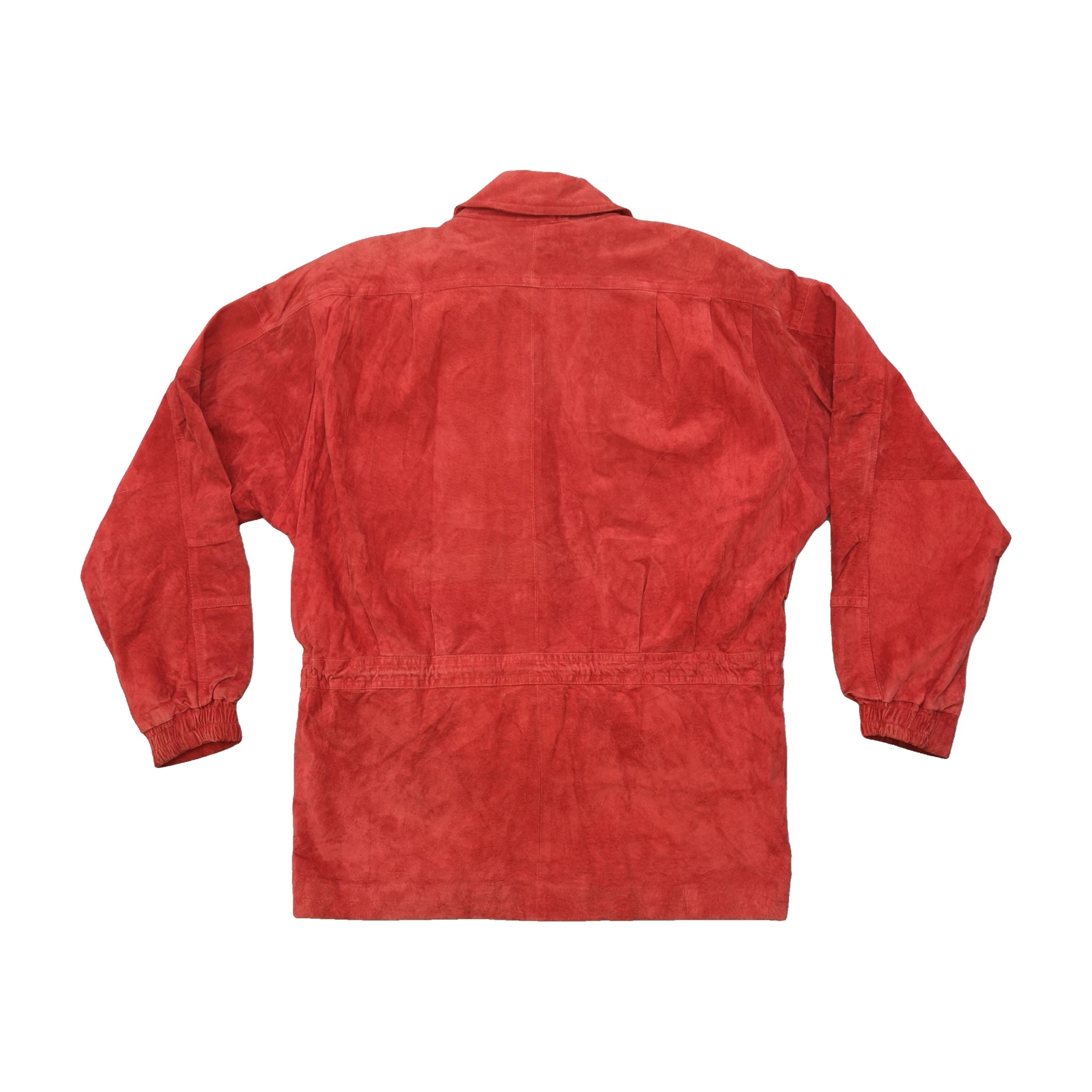 Red Suede Utility Jacket with Paisley Lining