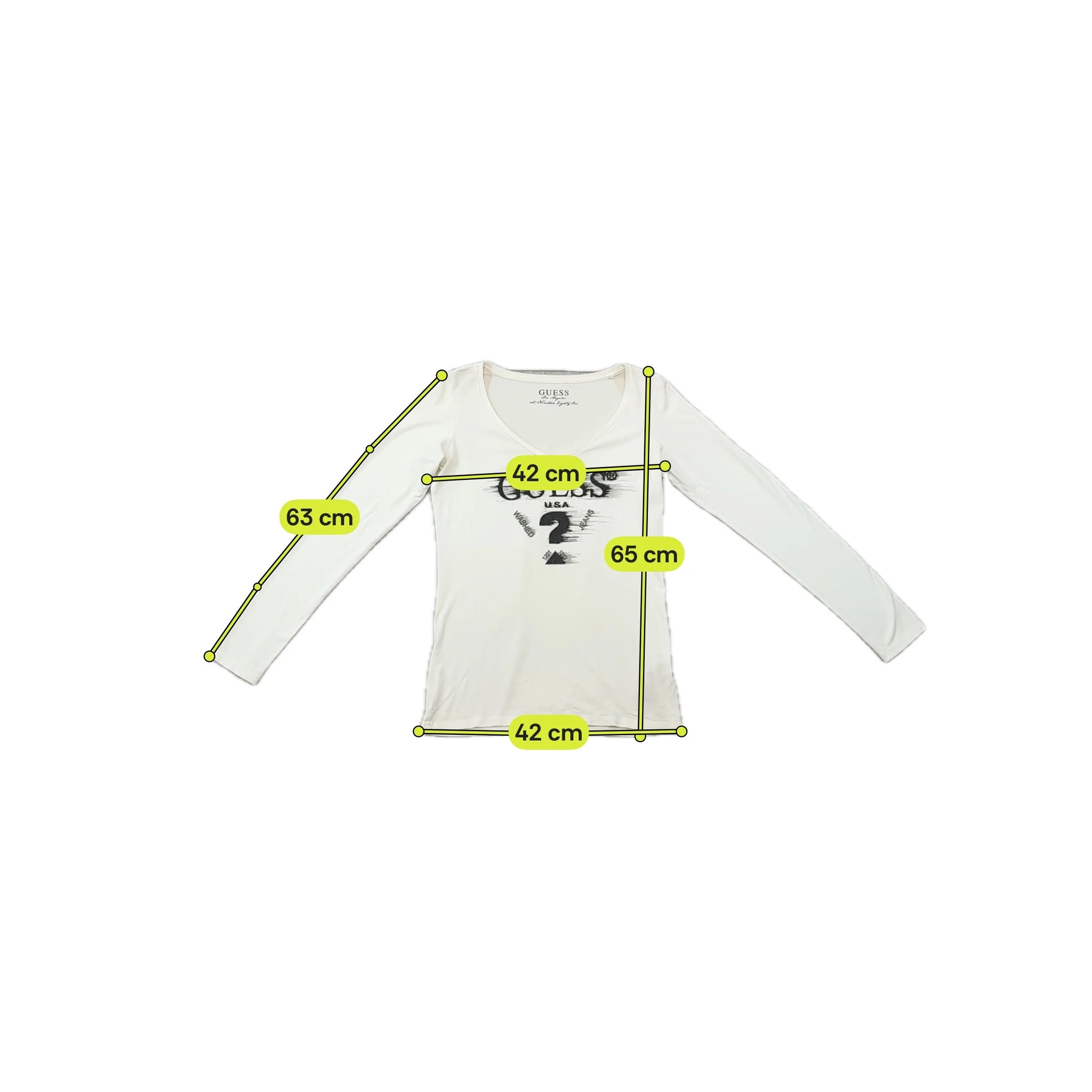 T-shirt Guess de Manga Comprida com decote em V e estampado gráfico
