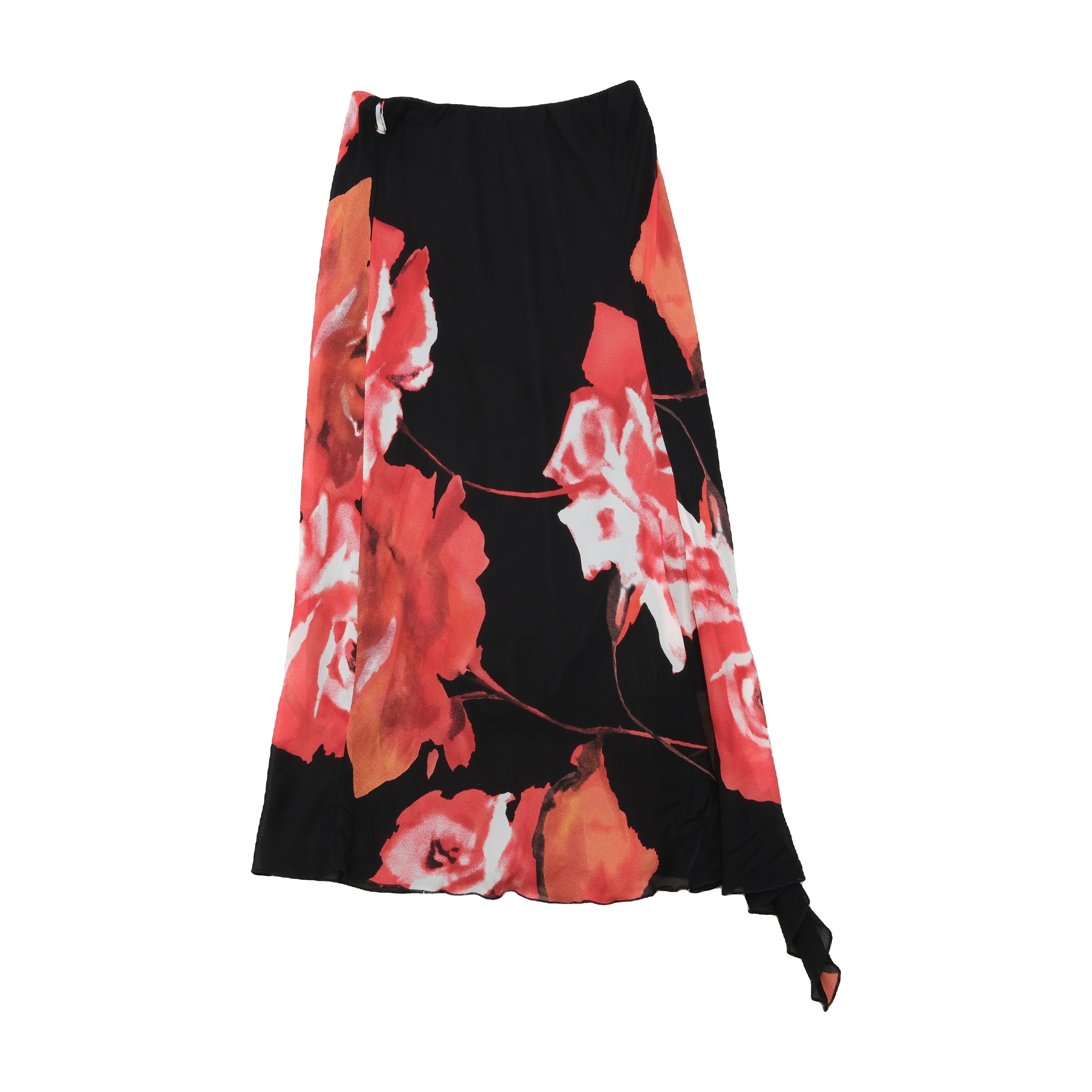 Please Asymmetric Floral Midi Skirt
