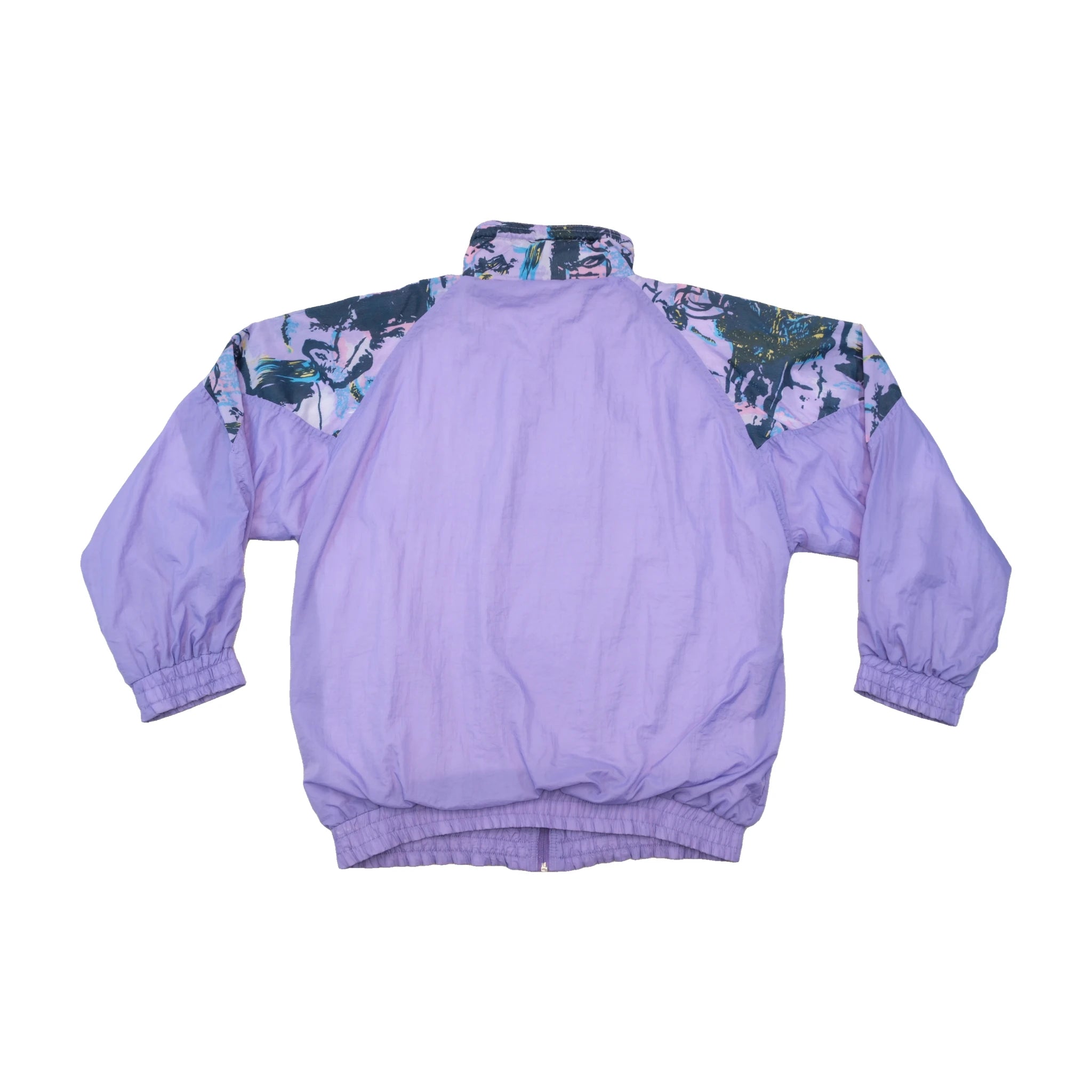Vintage Abstract Print Purple Windbreaker Jacket