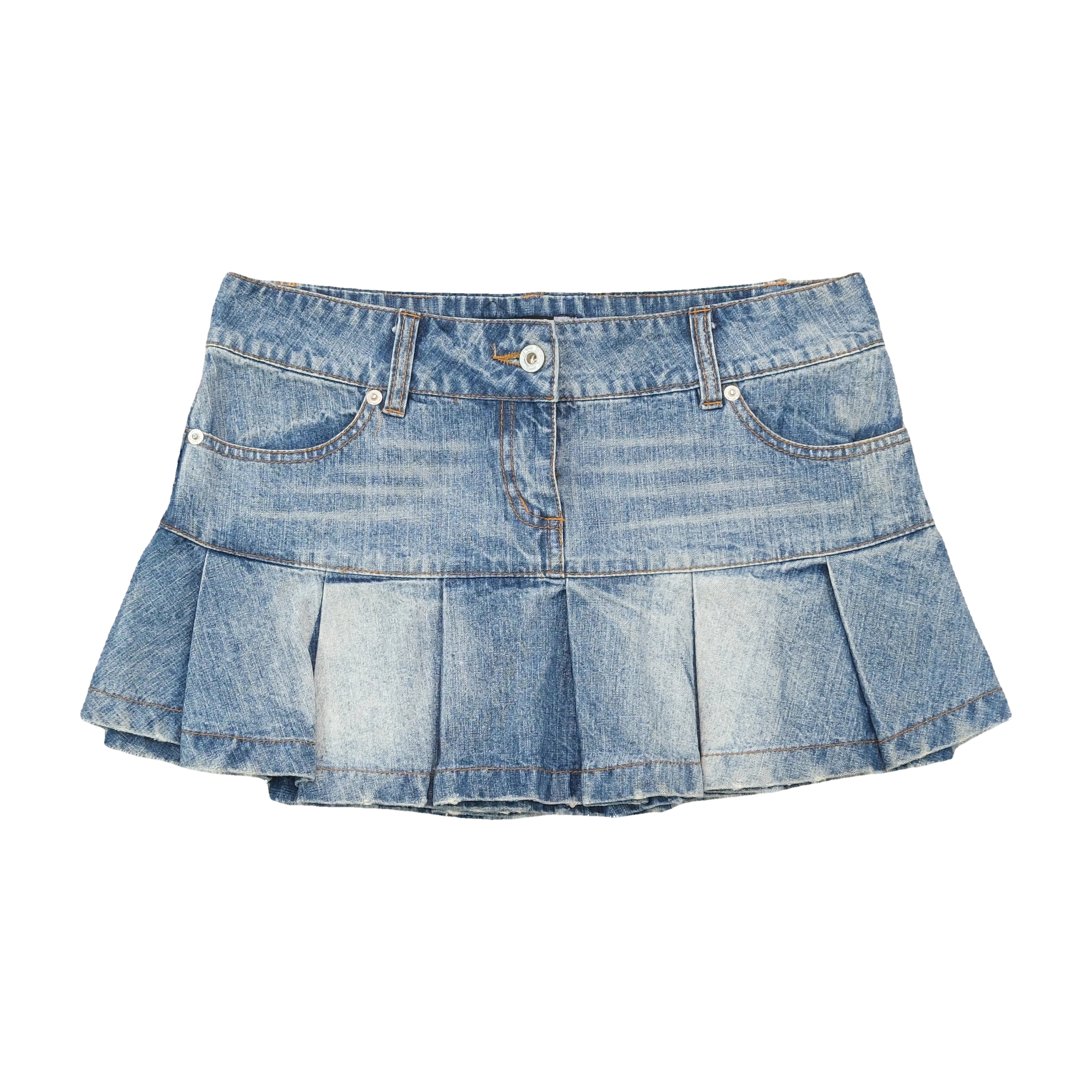 Mezzo Faded Pleated Denim Mini Skort