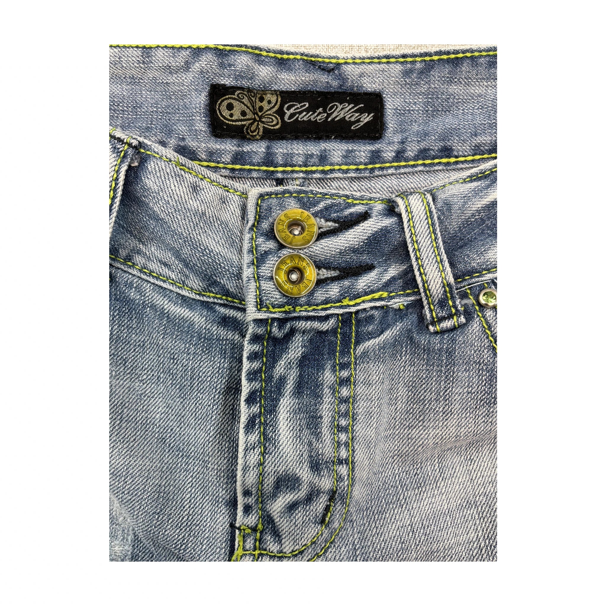 Distressed Denim Flounce Mini Skirt