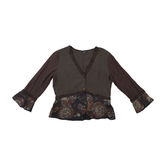 Janne Lindgaard Design Blouse Floral Peplum Brown