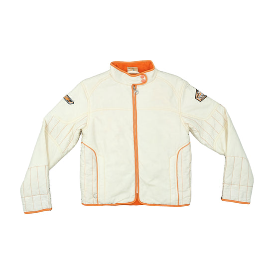 Reebok Moto Racing Jacket Off-White Orange Trim M