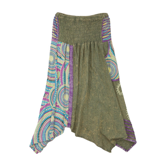 Little Kathmandu Patchwork Boho Skirt Olive Green