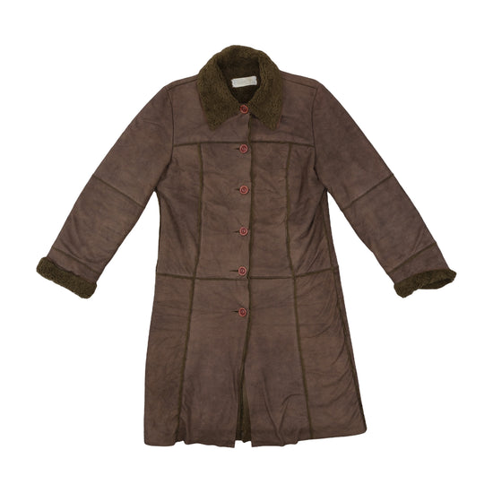 Essentiel Faux Suede Sherpa Coat Taupe Brown