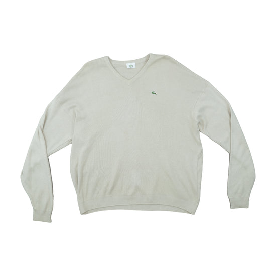 Lacoste V-Neck Knit Sweater Beige L