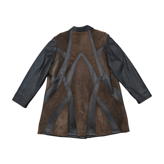 DINO'Z Leather Suede Patchwork Jacket Brown M