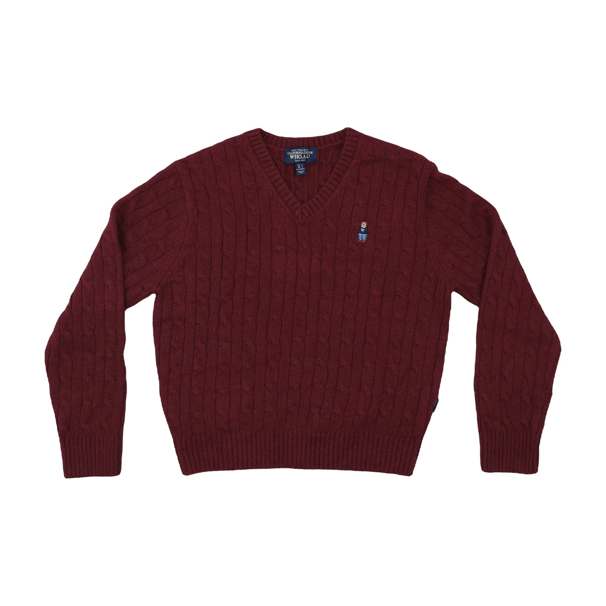 WHO.A.U California Dream Cable Knit Sweater Burgundy S