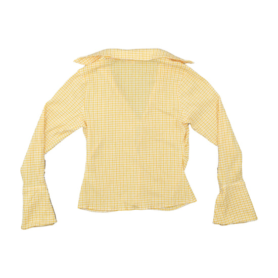 DAZIE Gingham Seersucker Tie-Front Blouse Yellow S