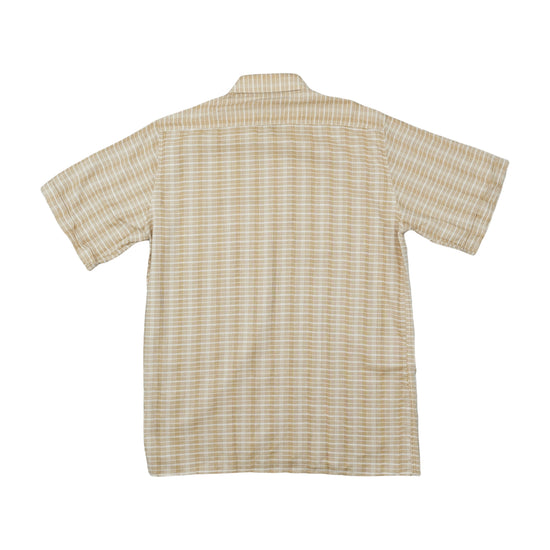 Vintage Italian Short Sleeve Shirt Beige Windowpane Check M