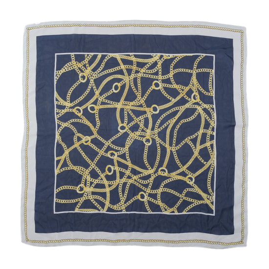 Vintage Equestrian Chain Print Scarf Navy