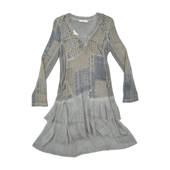 Elisa Cavaletti Crochet Patchwork Dress Gray L