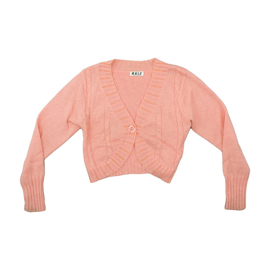 M.N.L.S Cropped Cable-Knit Cardigan Dusty Pink