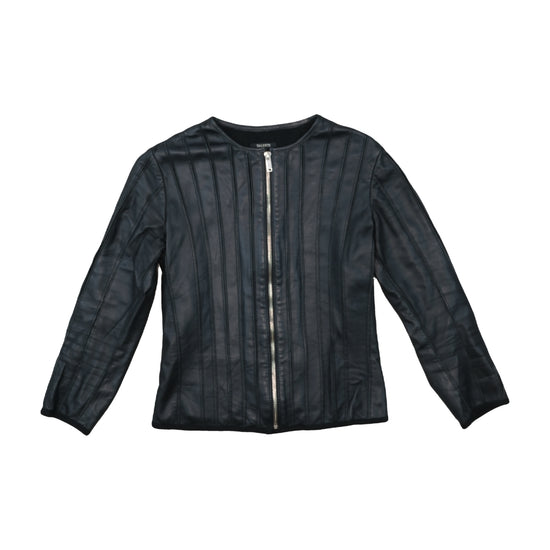 Talenti Leather Jacket Collarless Black M