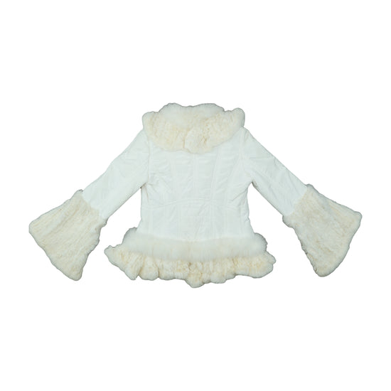 Diego M Quilted Fur Trim Jacket Cream M