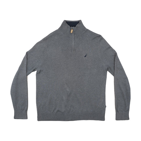 Nautica Quarter-Zip Sweater Heather Gray M