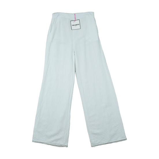 The Abito Milano Palazzo Pants Crochet Hem White M