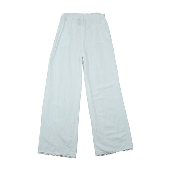 The Abito Milano Palazzo Pants Crochet Hem White M
