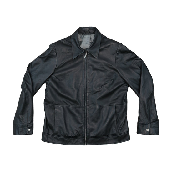 Vintage Leather Jacket Fitted Black