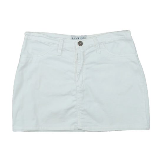 Little Eyes Classic White Denim Mini Skirt White S