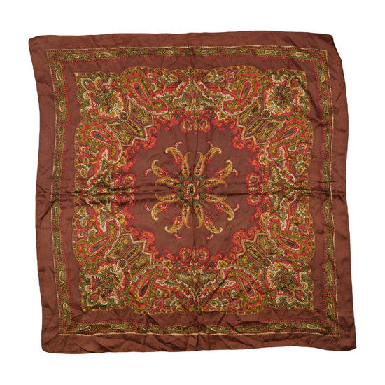 Vintage Paisley Square Scarf Brown Multicolor