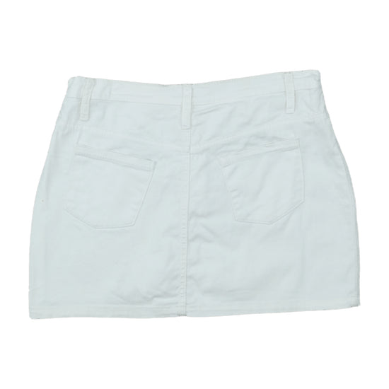 Little Eyes Classic White Denim Mini Skirt White S